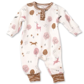 Tesa Babe "Whimsy Wilderness" Henley Romper for Baby Girls