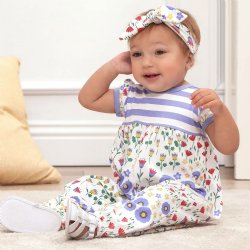 Tesa Babe "Pixie Garden" Cap Sleeve Romper for Baby Girls