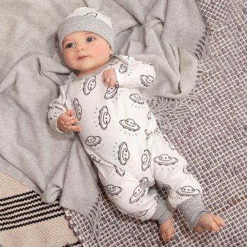 Tesa Babe "Flying Saucers" Baby Boy's Long Sleeve Romper