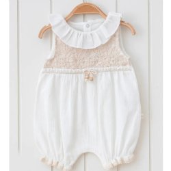 Omnis Pura "Lali" Crocheted Bodice Baby Girl Romper