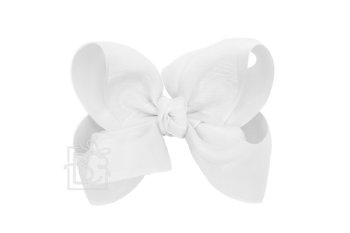 Beyond Creations 5.5" White Grosgrain Ribbon Bow Clippie 