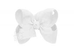 Beyond Creations 5.5" White Grosgrain Ribbon Bow Clippie 
