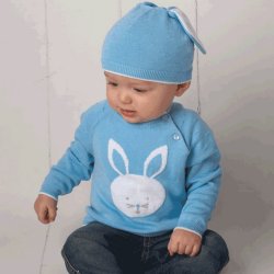 Zubels Bunny Sweater and Hat Set for Baby Boys