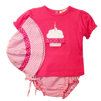 Zubels "Cutie-Pie Cupcake" T-shirt, Diaper Cover and Sun Hat Set