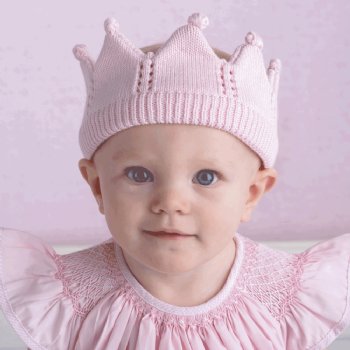 Zubels Knit Crown Hat in Pink for Baby Girls