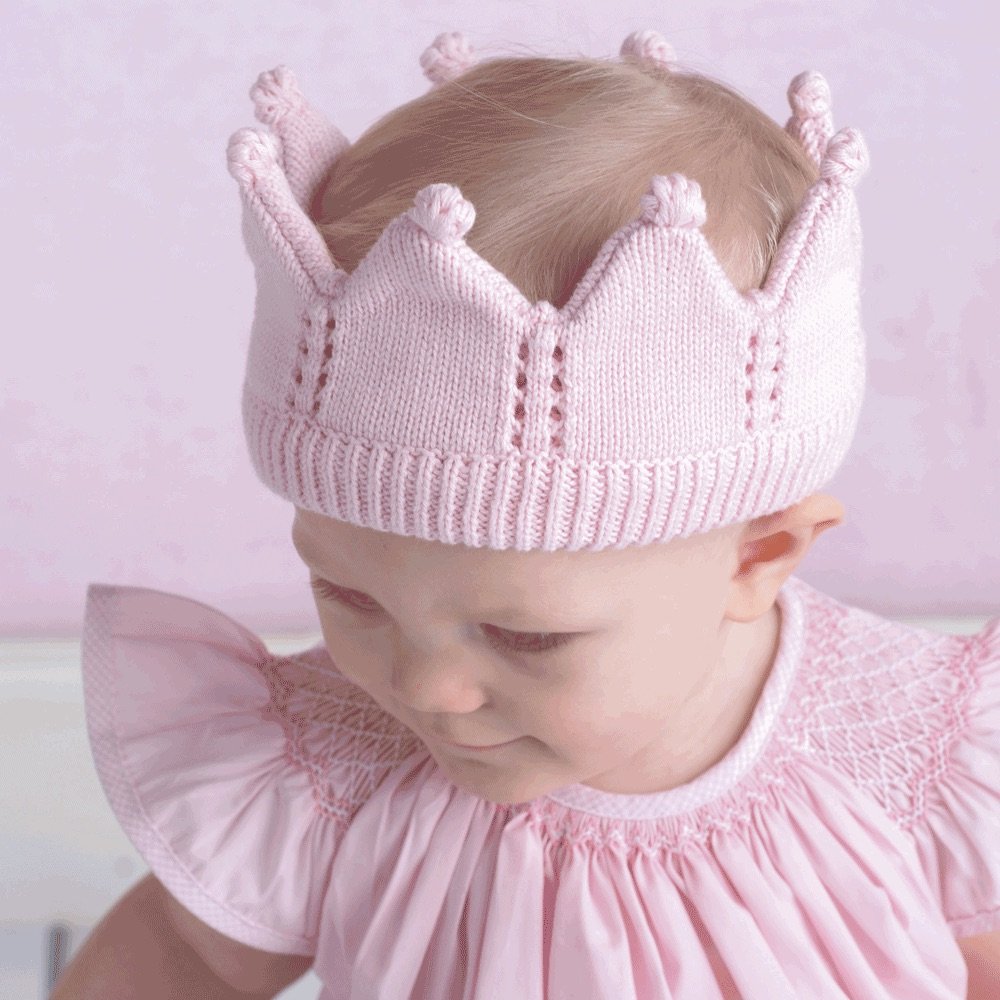 Zubels Knit Crown Hat in Pink for Baby Girls