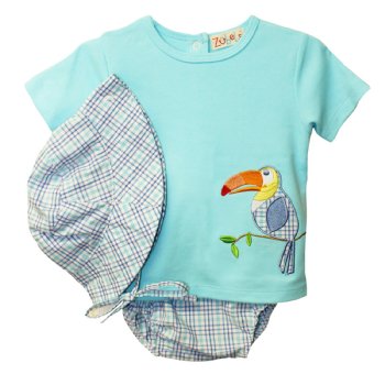 Zubels "Tommy Toucan" T-shirt, Diaper Cover and Sun Hat Set