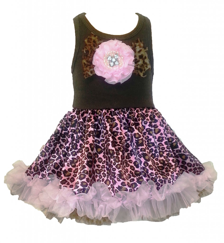 SpecialTee Designs Pink Leopard Pouf Baby Girl Dress