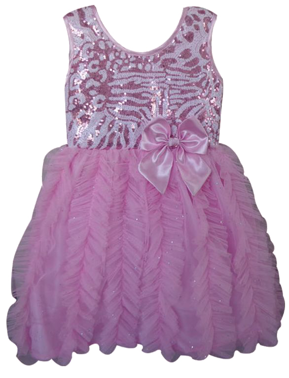 Popatu Pink and White Sequin Party Dress for Toddlers