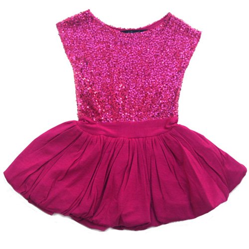Dolls and Diva Couture Magenta Sequin Bubble Skirt Party Dress