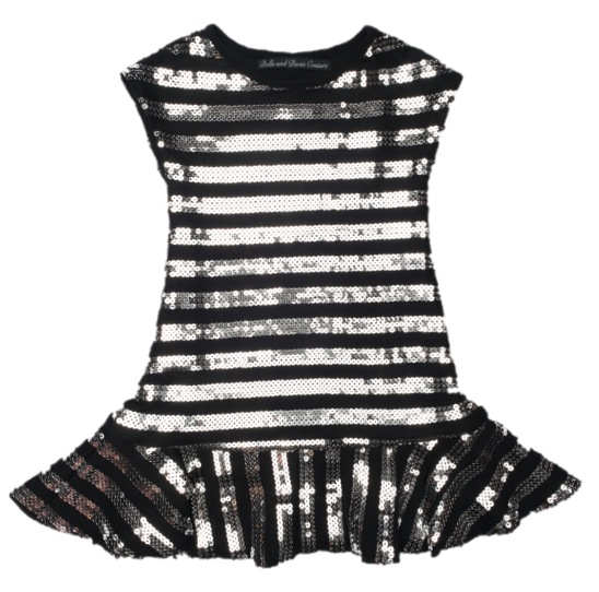 Divas Couture "Tyler" Silver and Black Sequin Toddler Dress